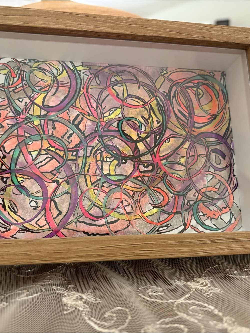A Happy Mess. Abstract Circle Watercolor Art in Multicolor